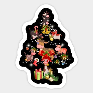 Cow Christmas Tree Sticker